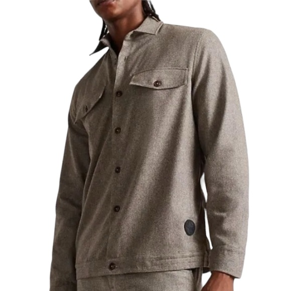 NWT Ted Baker London Dropoff Long Sleeve Wool Blend Shacket in Natural - Picture 1 of 16